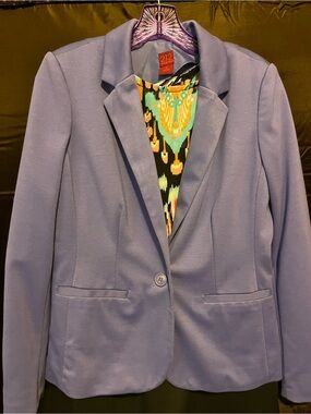 212 Collection Lavender Jacket with Multicolor Abstract Trim